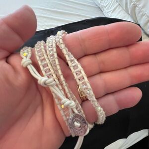 Casual White Beaded and Rope Bracelet